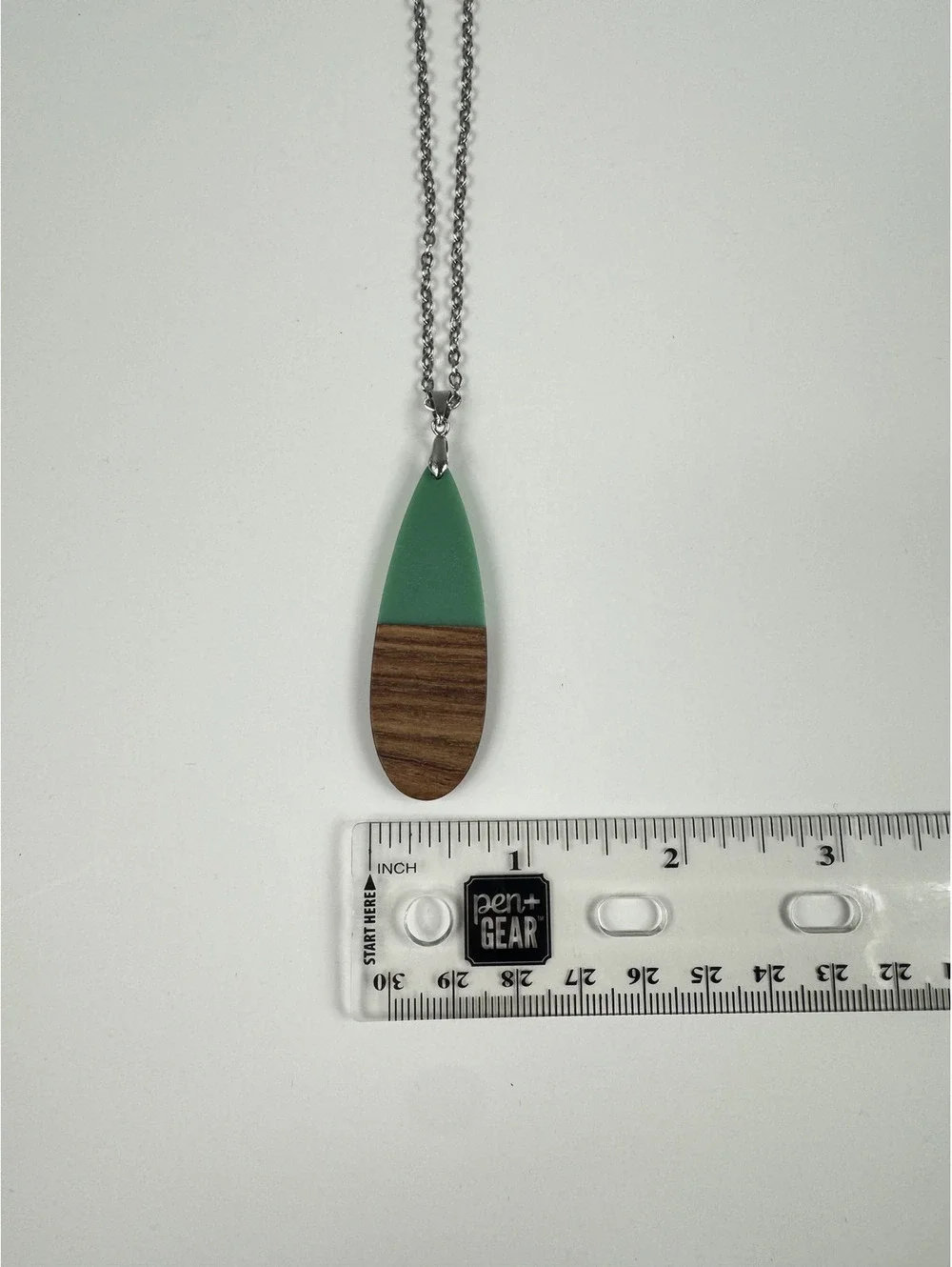 Fashion Jewelry Silver Toned Wooden & Turquoise Pendant Women's Necklace